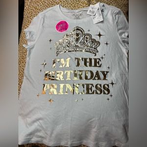 NWT Children’s Place I’m the Birthday Princess white t-shirt size 7/8